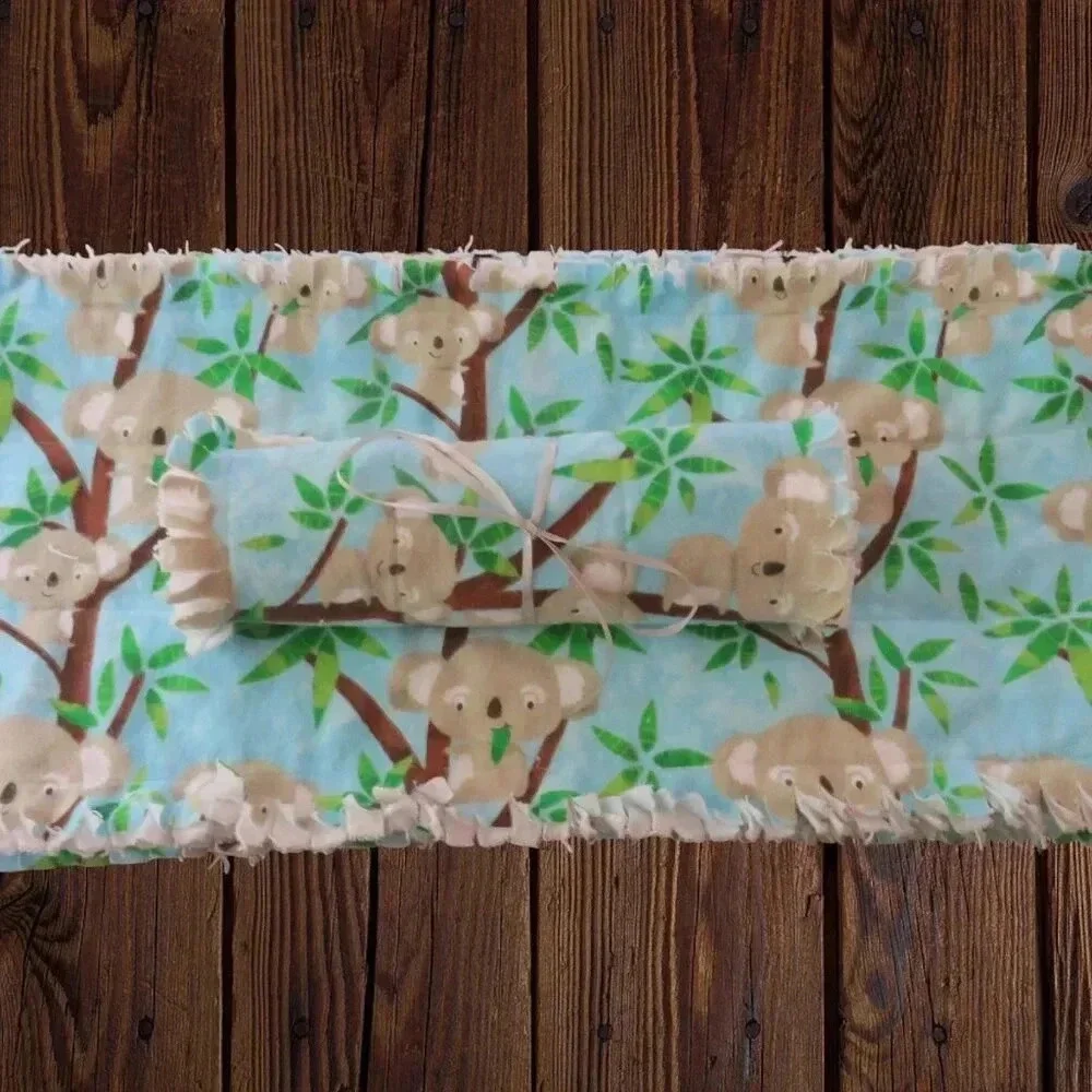 Burp Cloth, Flannel Rag Quilt Style, Reversible Koala Bears, Set of 4